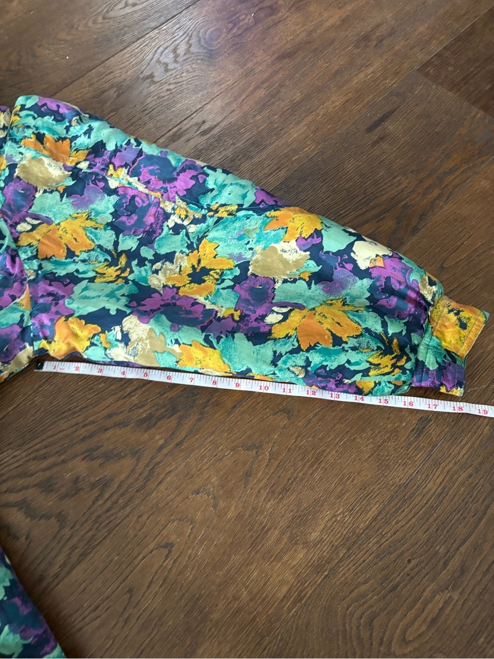 Vintage 100% Silk Rare Floral Utility Anorak Jacket in Green, Yellow & Purple - Picture 14 of 16